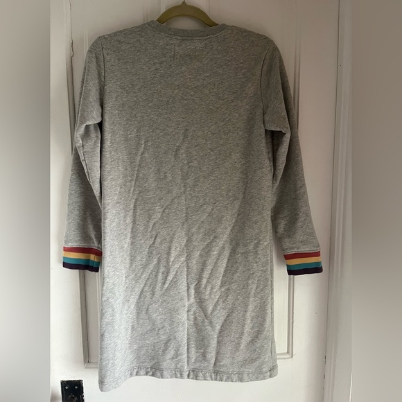 Lands’ End Gray Sweatshirt Dress with striped cuffs Size 2-4 XSP - Picture 2 of 7